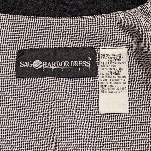 🆕NWT SAG HARBOR DOUBLE BREASTED SHORT SLEEVE HOUNDSTOOTH JACKET - 4 PETITE - Picture 5 of 6